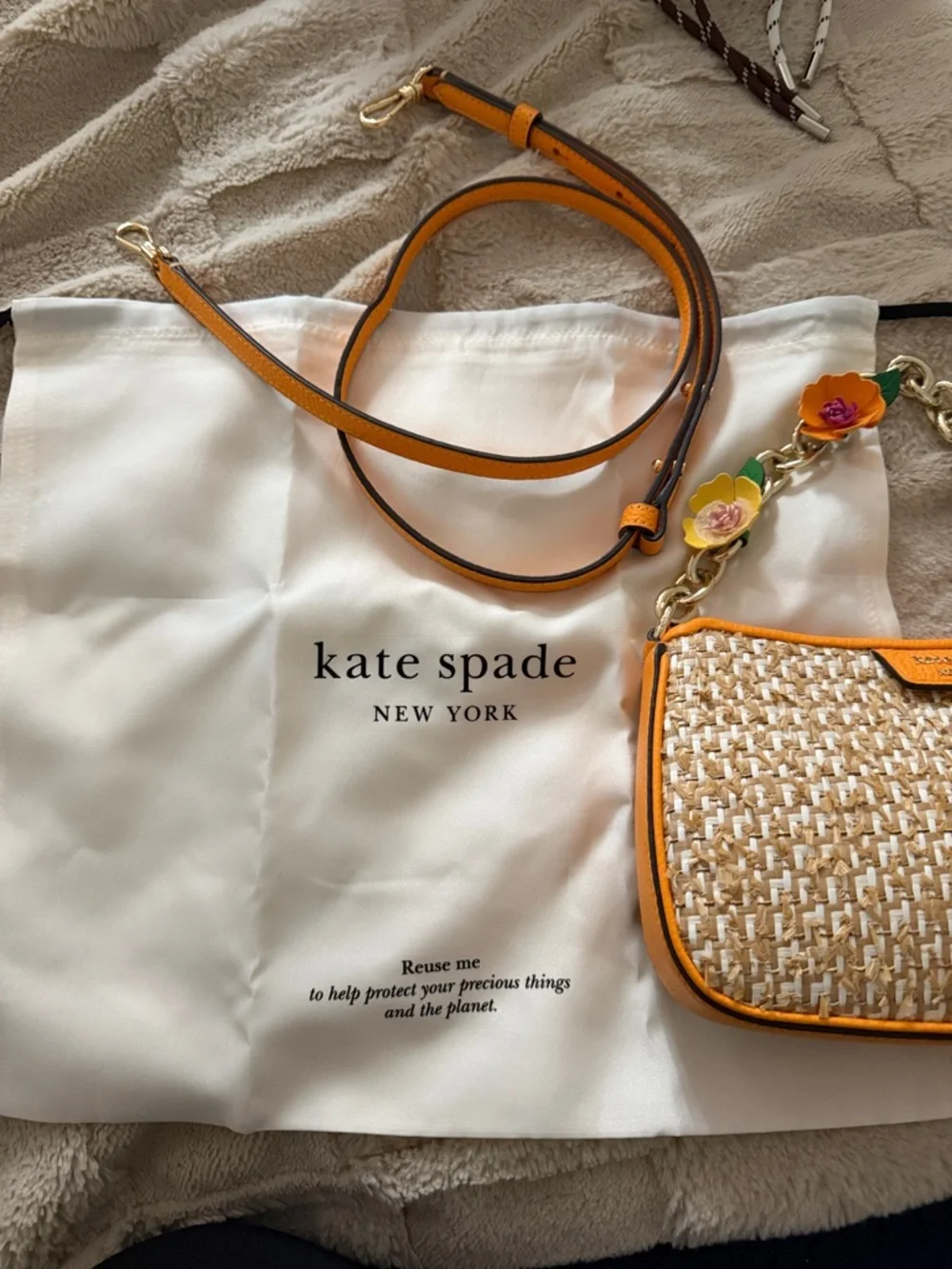 NWOT kate spade Jolie Raffia Tweed Small Convertible Crossbody - Picture 9 of 10